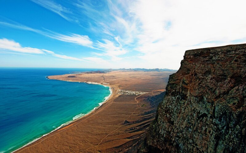 Cliff Overlooking Coastline — Blue