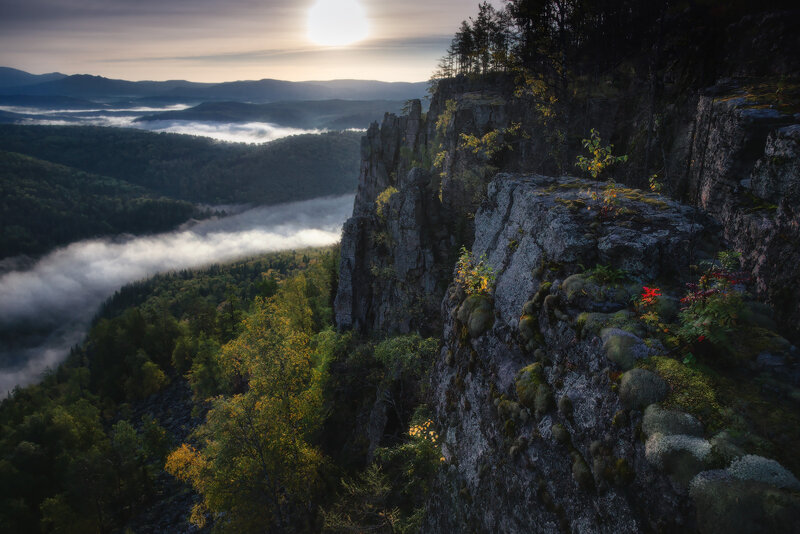 Cliff Overlooking Foggy Valley