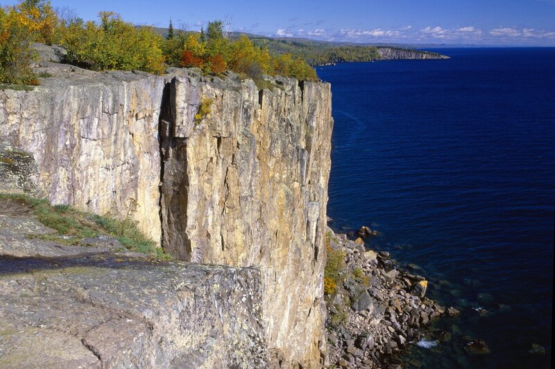 Cliff Overlooking Lake — Blue, Serene, Autumn