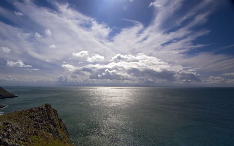 Cliff Overlooking Ocean — Blue, Dramatic, Afternoon