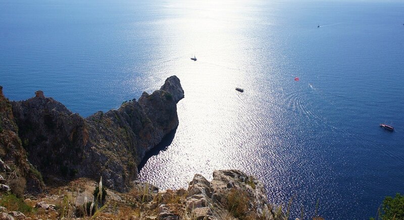 Cliff Overlooking Sea — Blue, Serene, Afternoon