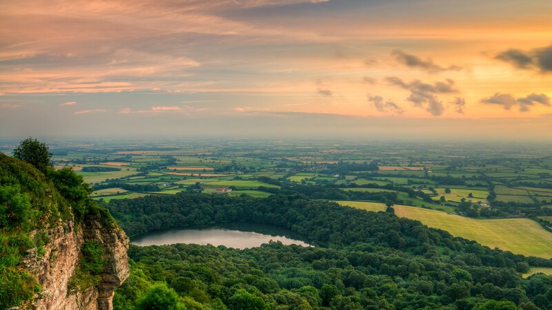 Cliff Overlooking Valley — Green, Serene