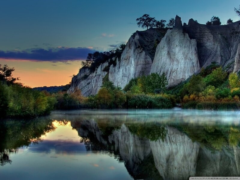Cliff Reflected in Lake