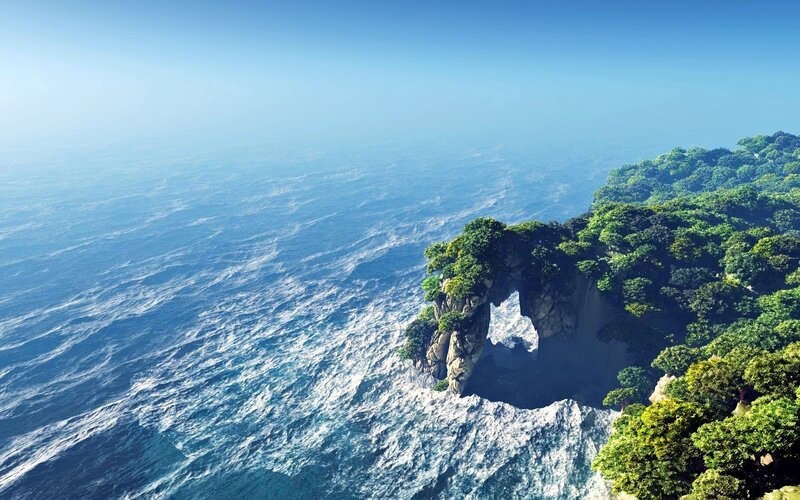 Cliff with Arch and Forest