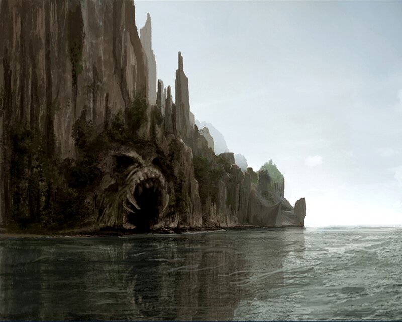 cliff with monster face