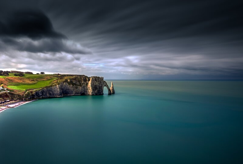 Cliff with Natural Arch — Blue, Dramatic