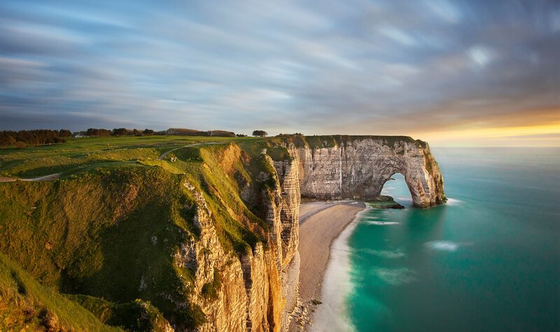Cliff with Natural Arch — Blue, Serene