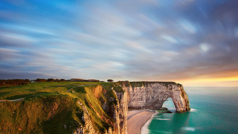 Cliff with Natural Arch — Blue