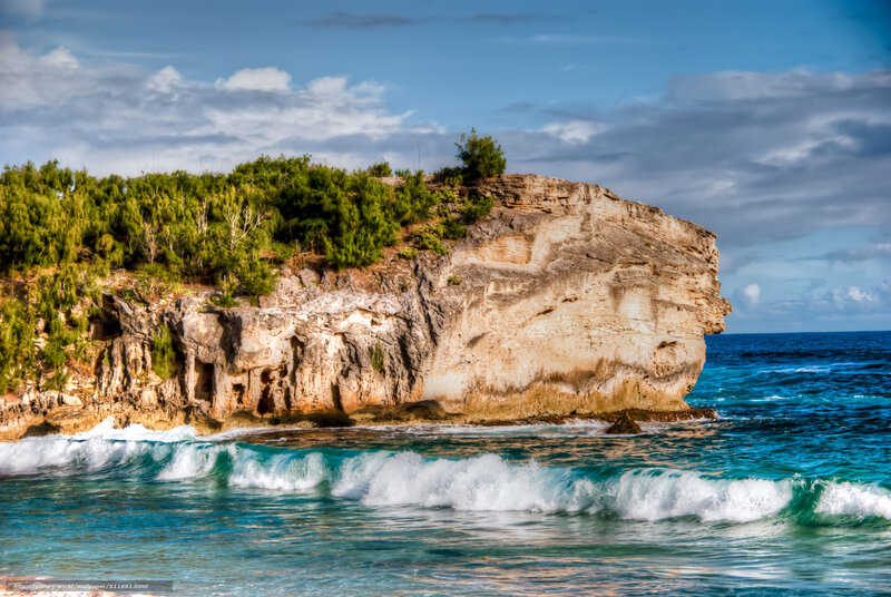 Cliff with Ocean Waves — Blue