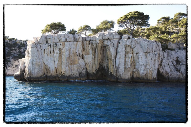 Cliff with Trees by Sea — Blue