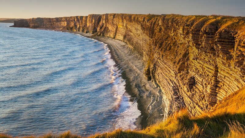 Cliffs Along Coastline — Blue
