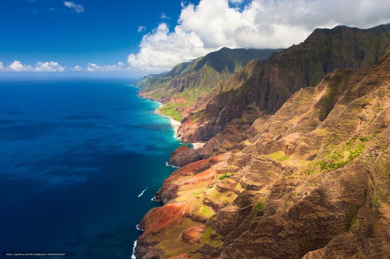 Cliffs Along Ocean Coast — Blue, Dramatic, Afternoon, Photograph, Mountains, Clouds