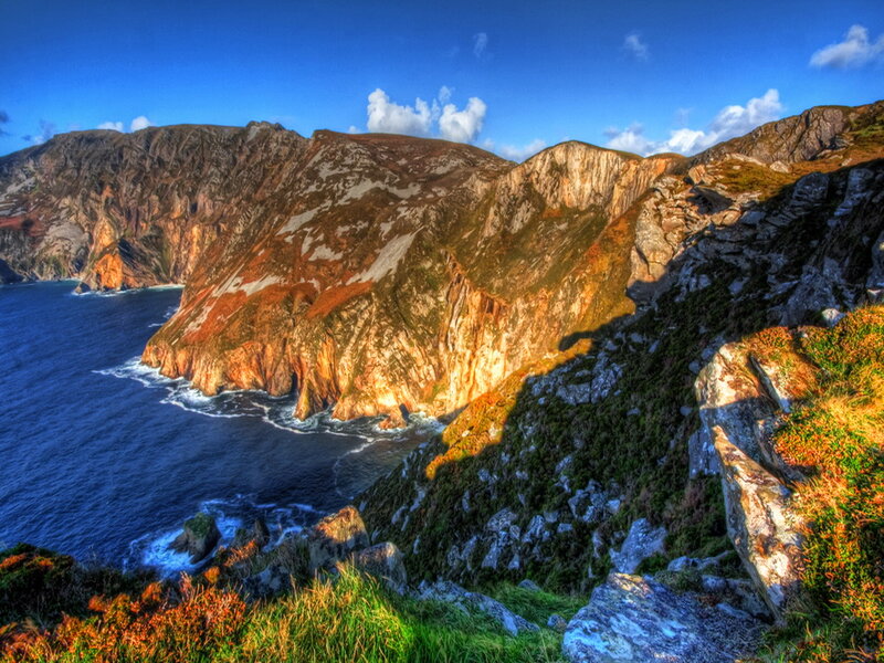 Cliffs Along Ocean Coast — Blue, Dramatic, Afternoon