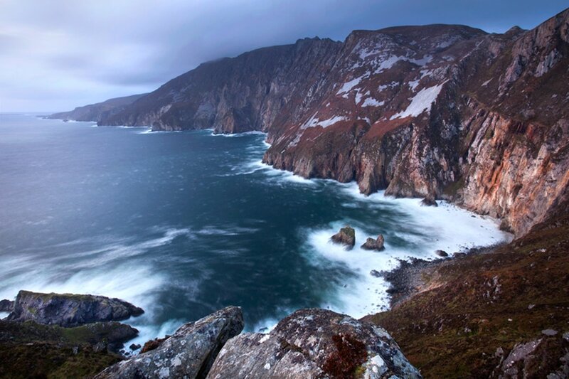 Cliffs Along Ocean Coast — Blue, Dramatic, Morning