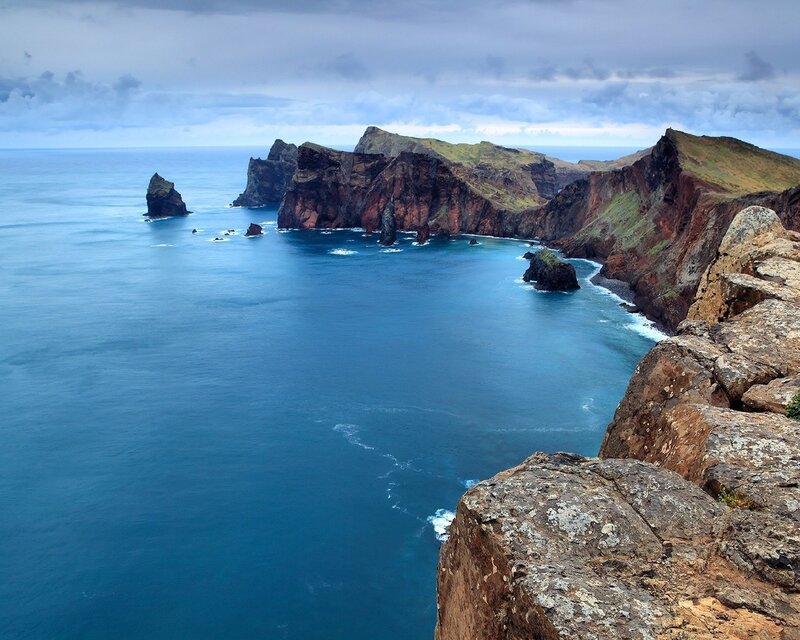 Cliffs Along Ocean Coast — Blue, Dramatic, Photograph, Rocks