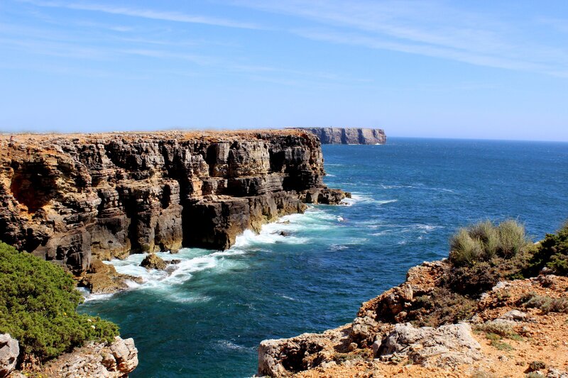 Cliffs Along Ocean Coast — Blue, Serene, Afternoon, Photograph, Waves