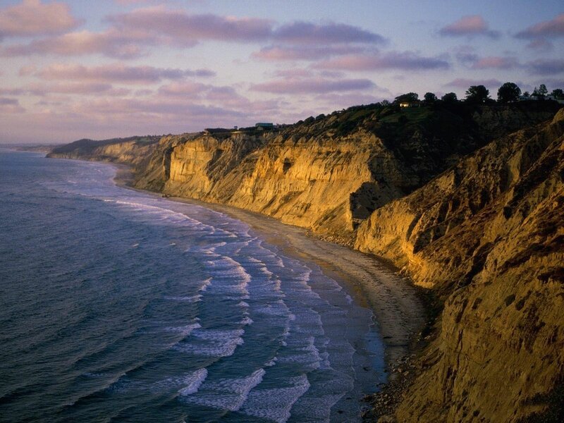 Cliffs Along Ocean Coast — Blue, Serene, Sunset