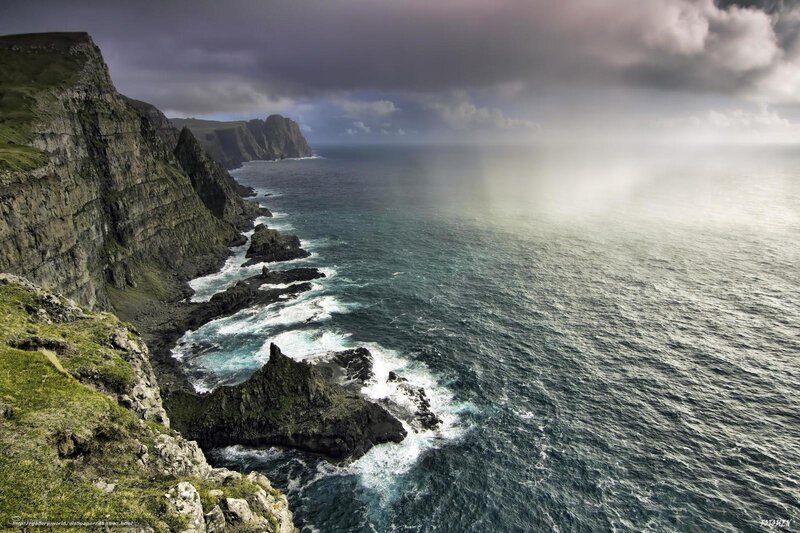 Cliffs Along Ocean Coast — Gray, Dramatic, Afternoon