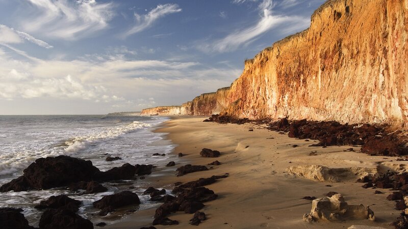 cliffs along sandy beach