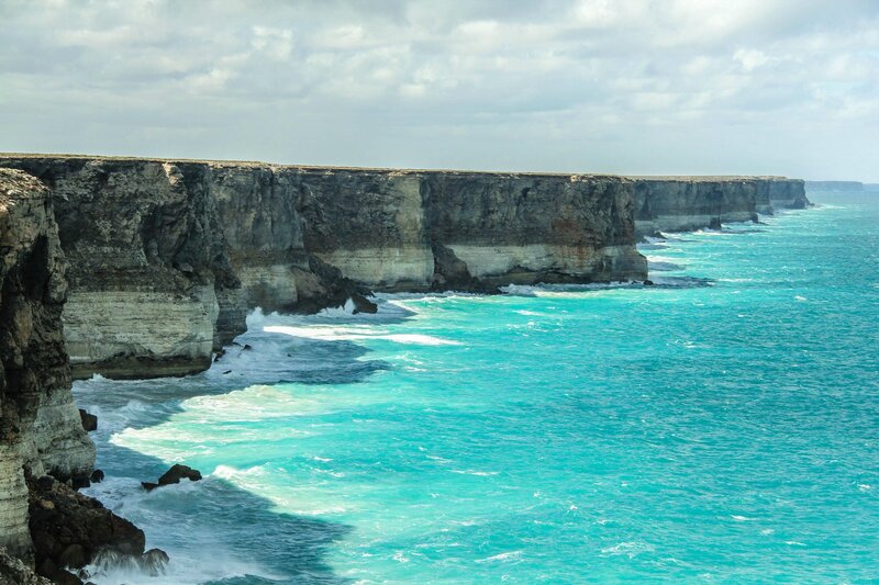 Cliffs Along Turquoise Coast — Blue, Dramatic