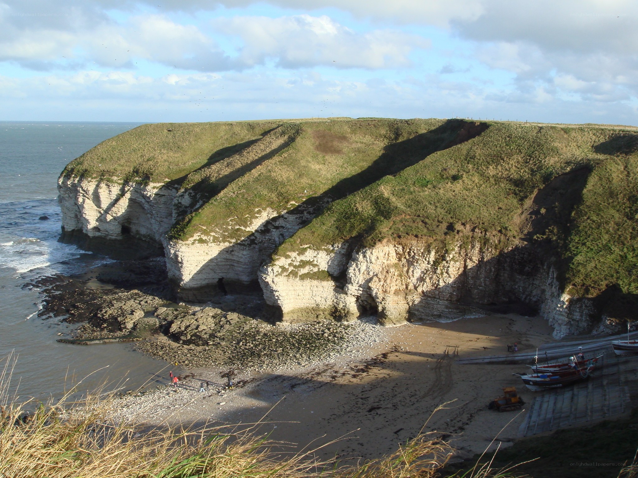 cliffs and beach at cullercoats