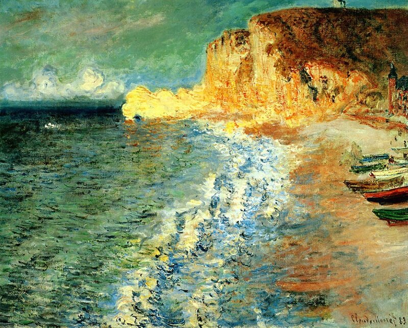 Cliffs and Boats at Beach