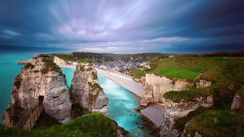 Cliffs and Coastal Town
