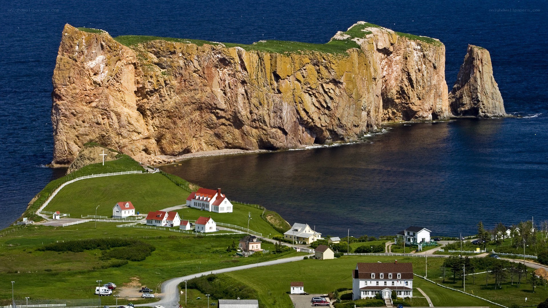 Cliffs and coastal village