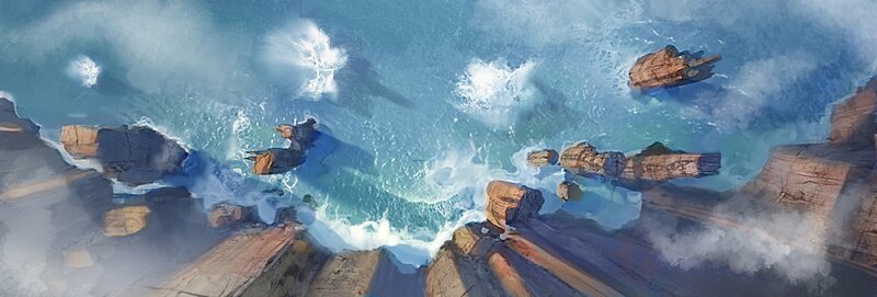 cliffs and crashing waves