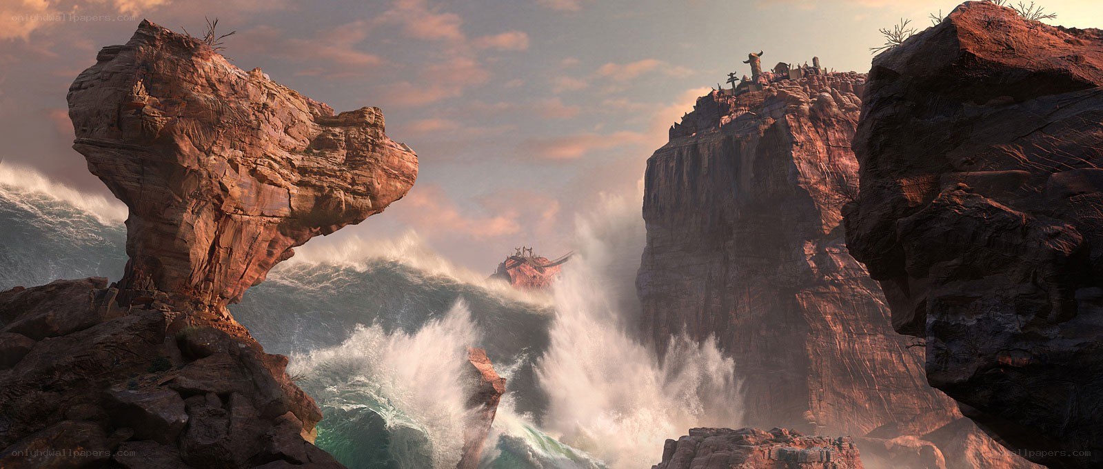 cliffs and crashing waves