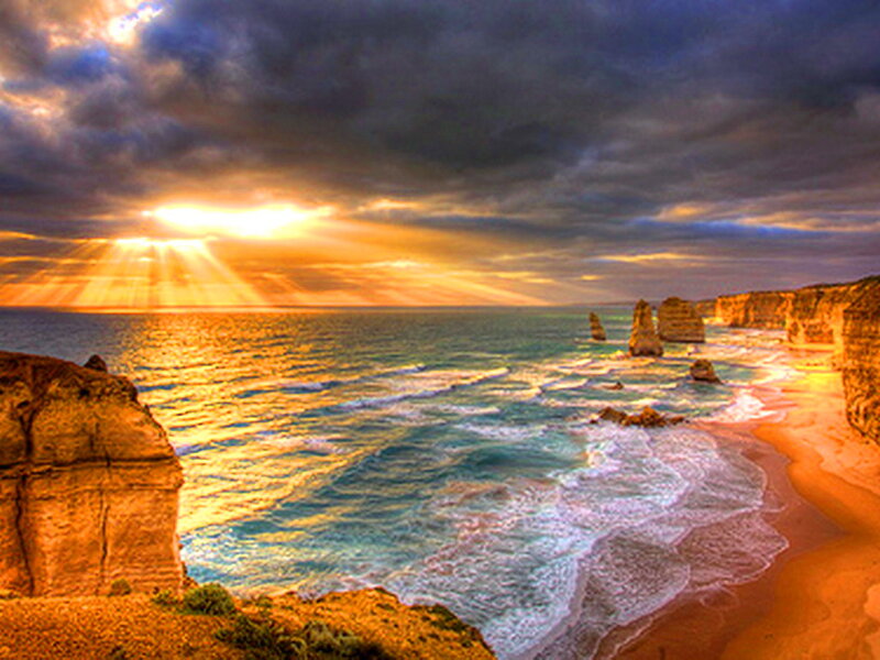 Cliffs and Ocean at Sunset — Orange