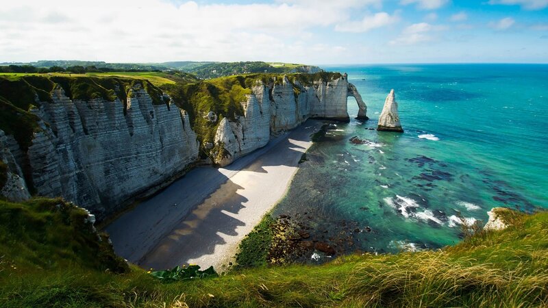 Cliffs and Sea Arch — Blue, Serene, Afternoon