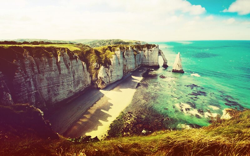 Cliffs and Sea Arch — Blue