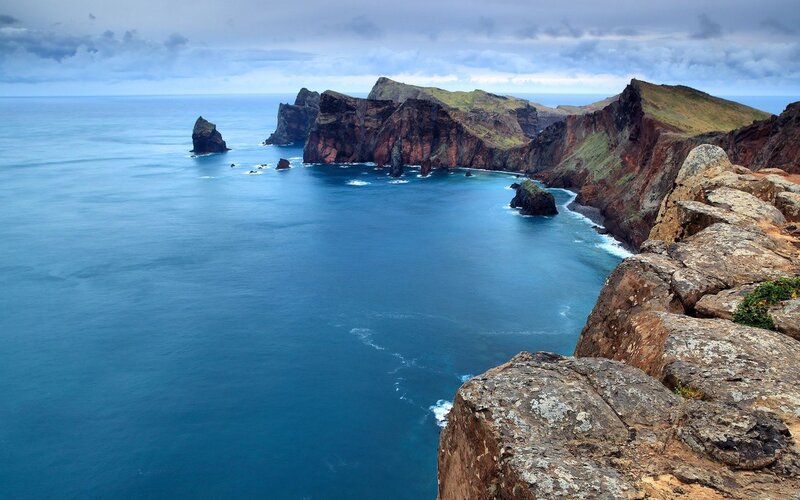 Cliffs and Sea — Blue, Dramatic, Photograph