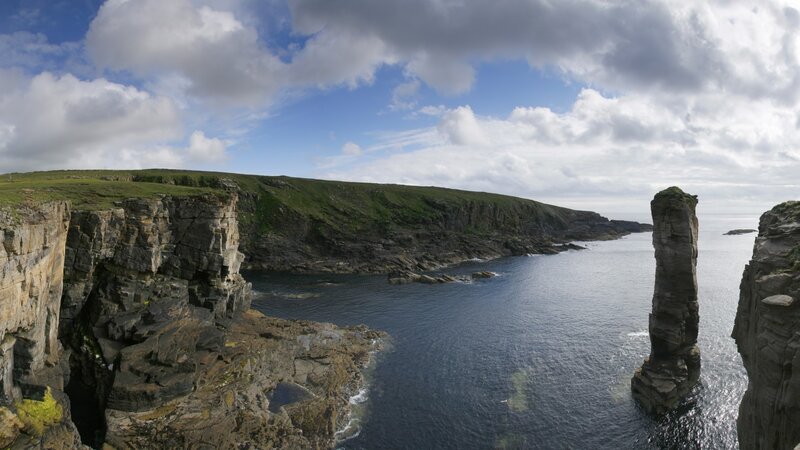 cliffs and sea stack at coastal headland