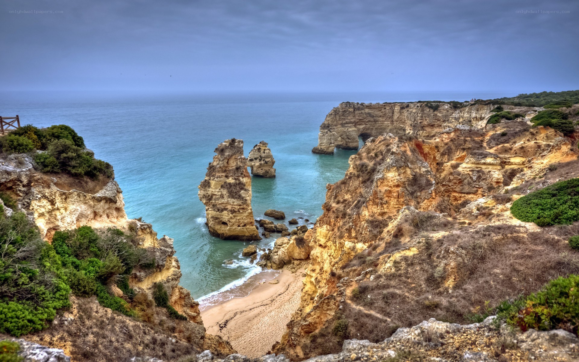 cliffs and sea stacks at algarve
