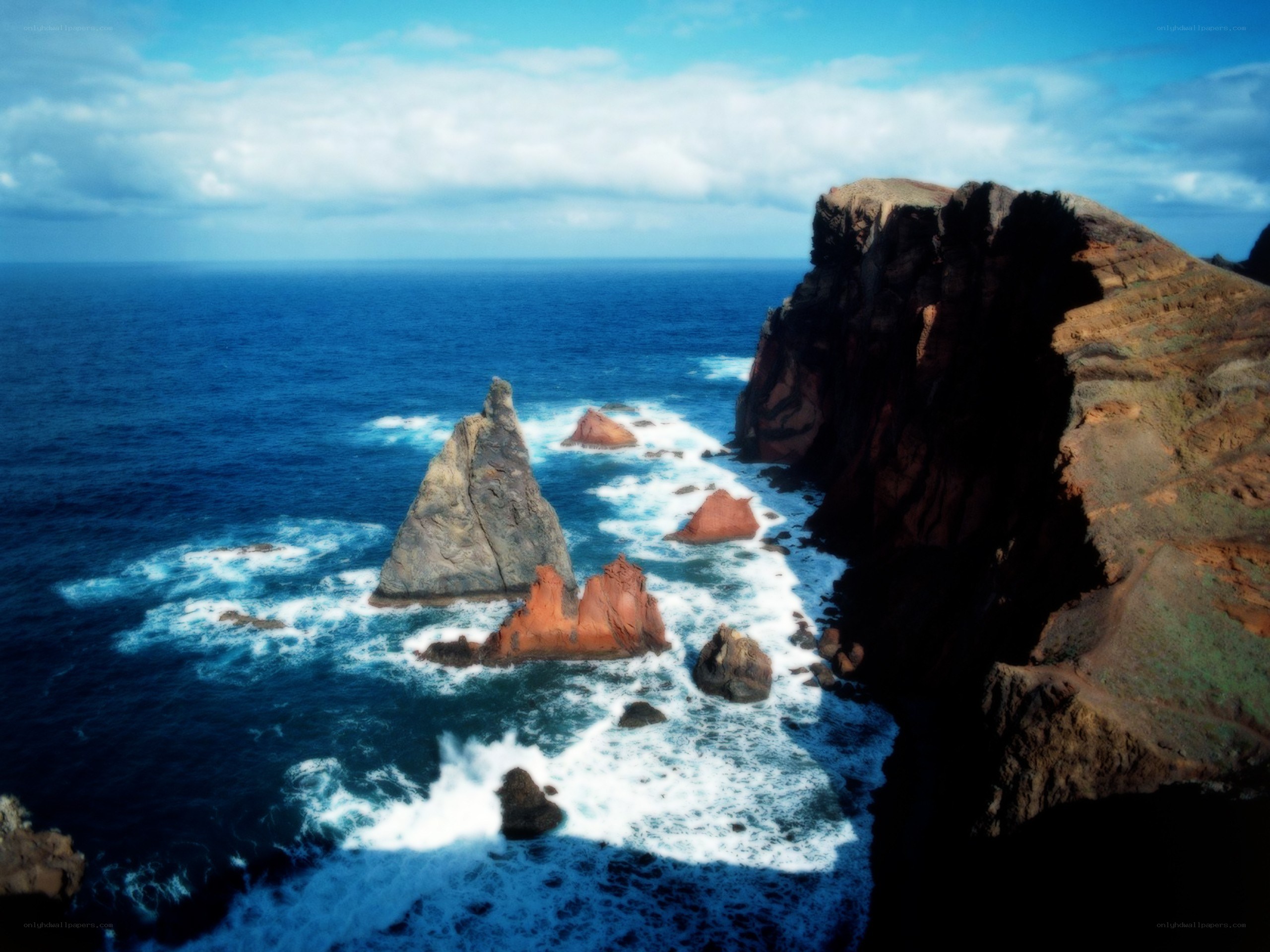 Cliffs and sea stacks at coast