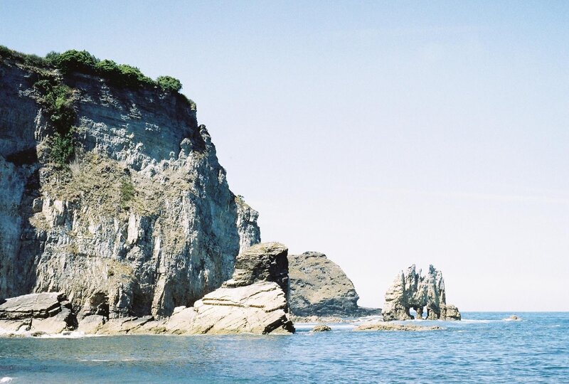 cliffs and sea stacks at coast