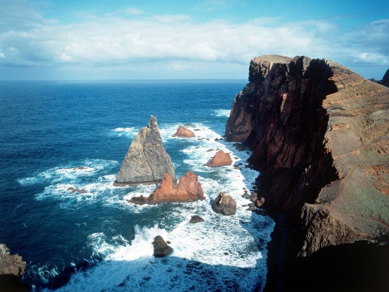 Cliffs and sea stacks at Ponta de São Lourenço