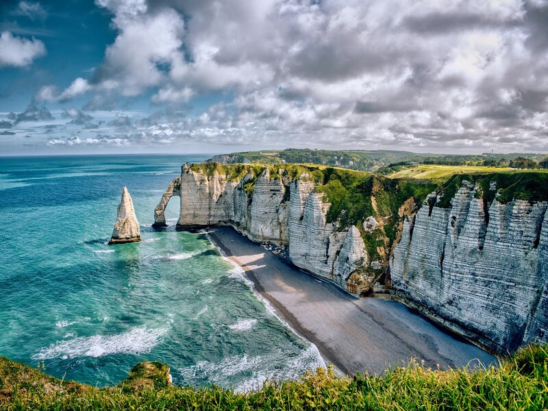 Cliffs and Sea Stacks — Blue, Dramatic, Afternoon, Photograph, Ocean, Clouds