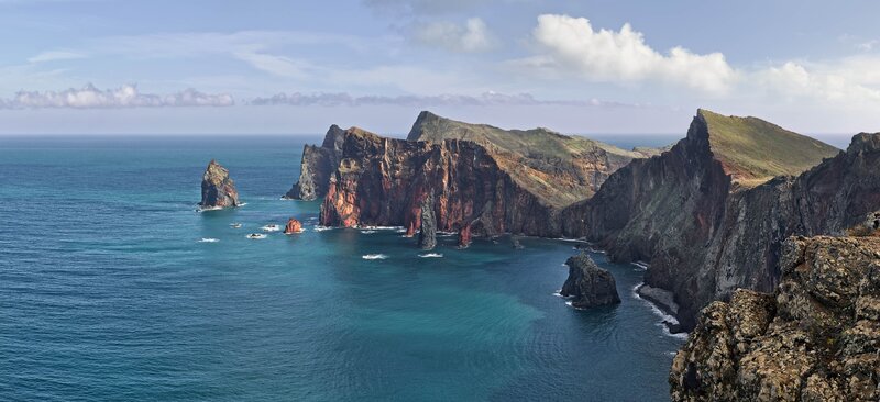 Cliffs and Sea Stacks — Blue, Dramatic, Afternoon, Photograph, Ocean, Sky