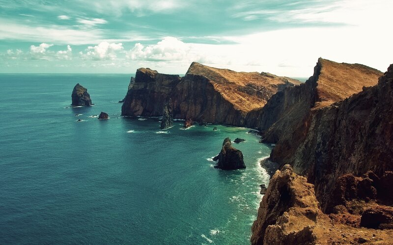 Cliffs and Sea Stacks — Blue, Dramatic, Afternoon, Photograph