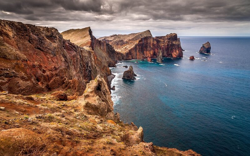Cliffs and Sea Stacks — Blue, Dramatic, Photograph, Ocean