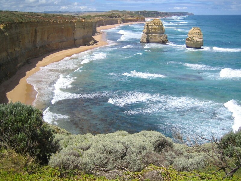 Cliffs and Sea Stacks — Blue, Serene, Afternoon, Photograph, Ocean, Beach