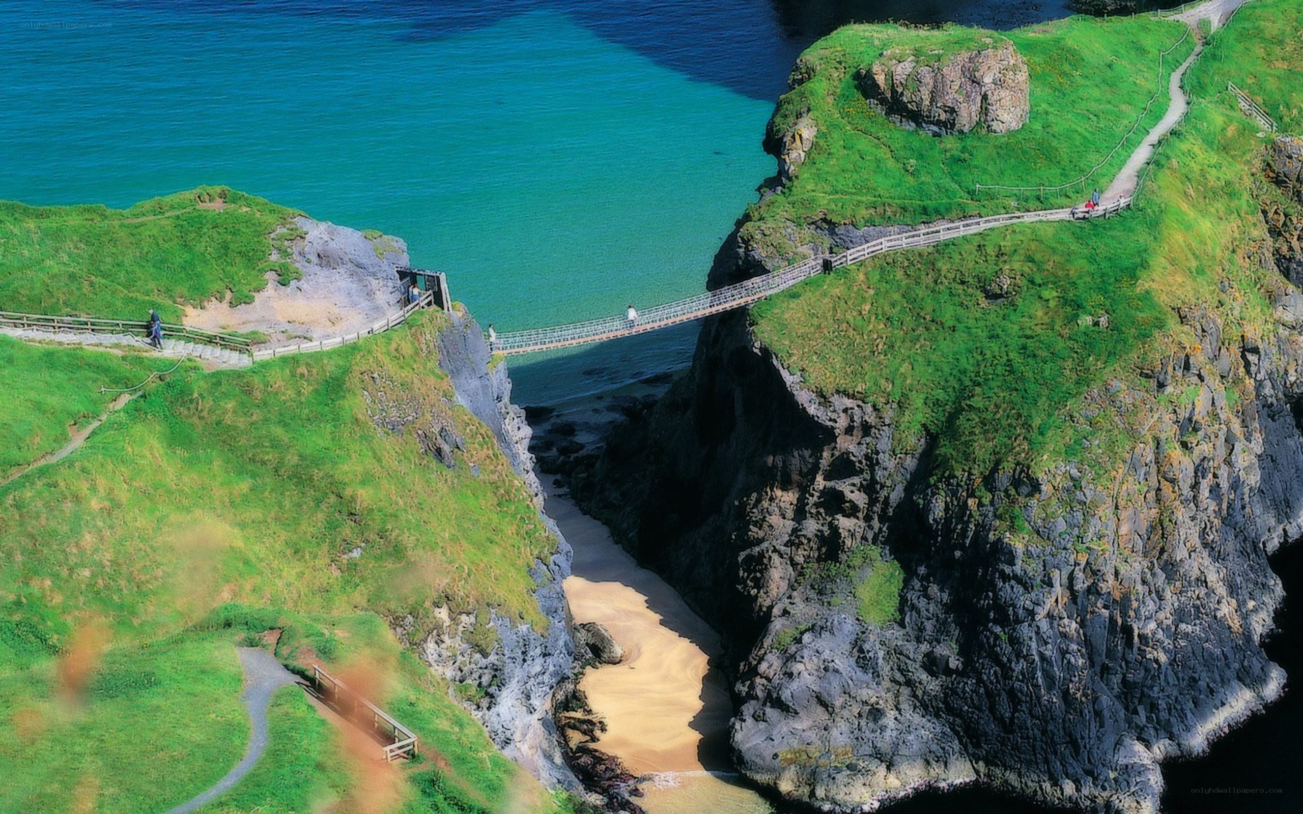 cliffs and suspension bridge