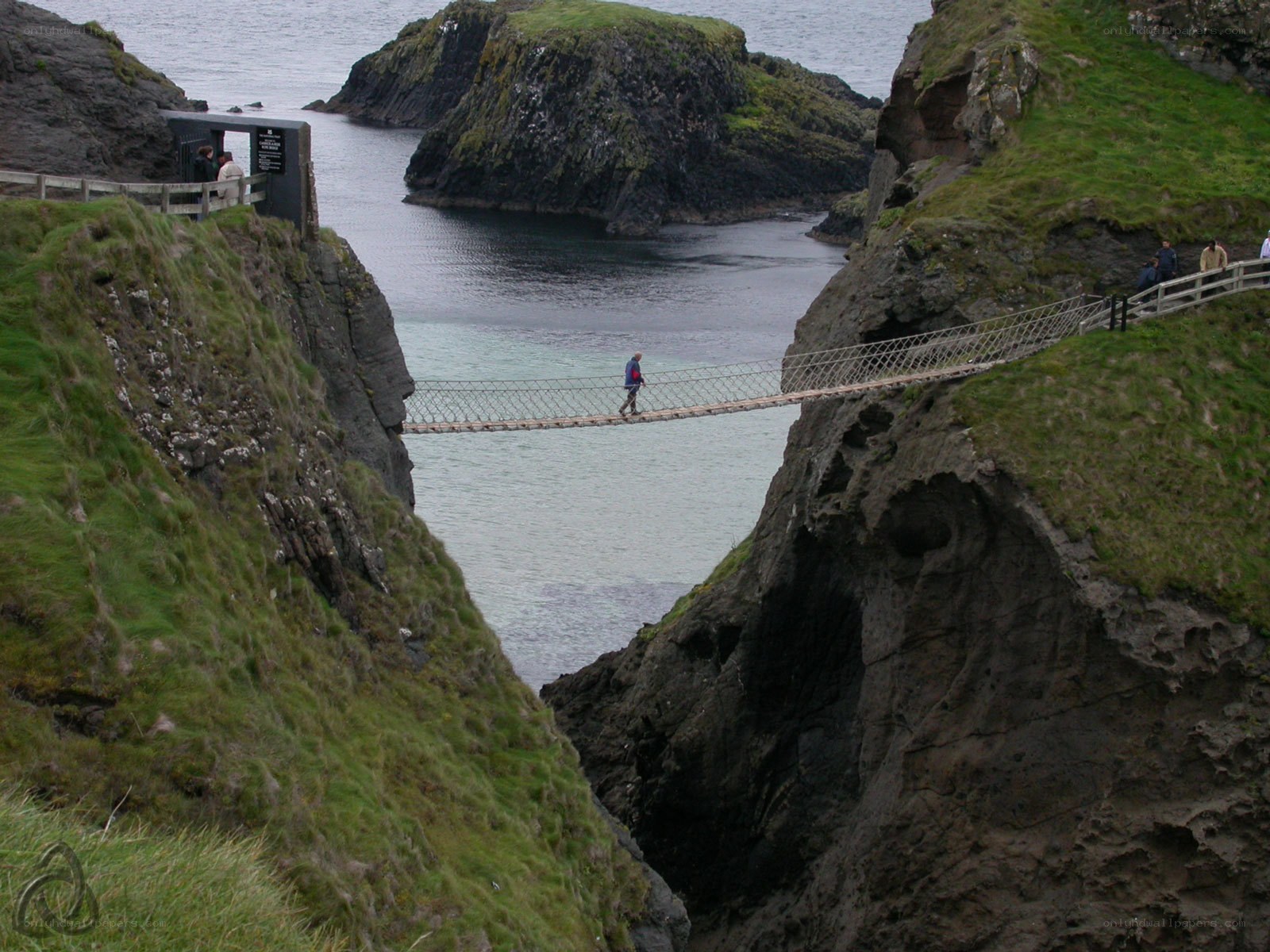 cliffs and suspension bridge