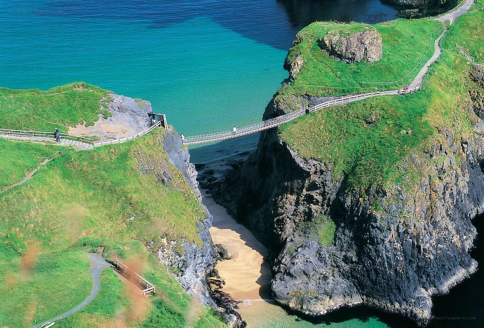 cliffs and suspension bridge