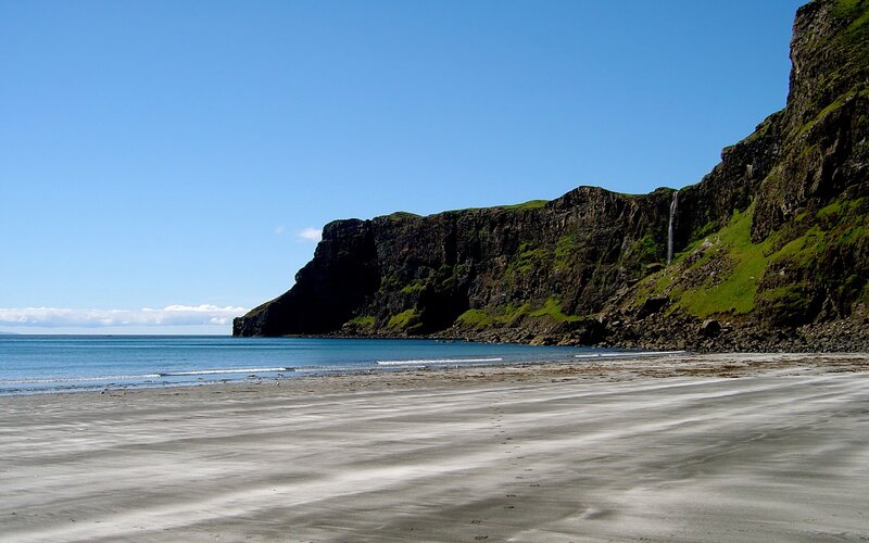 cliffs and waterfall at beach