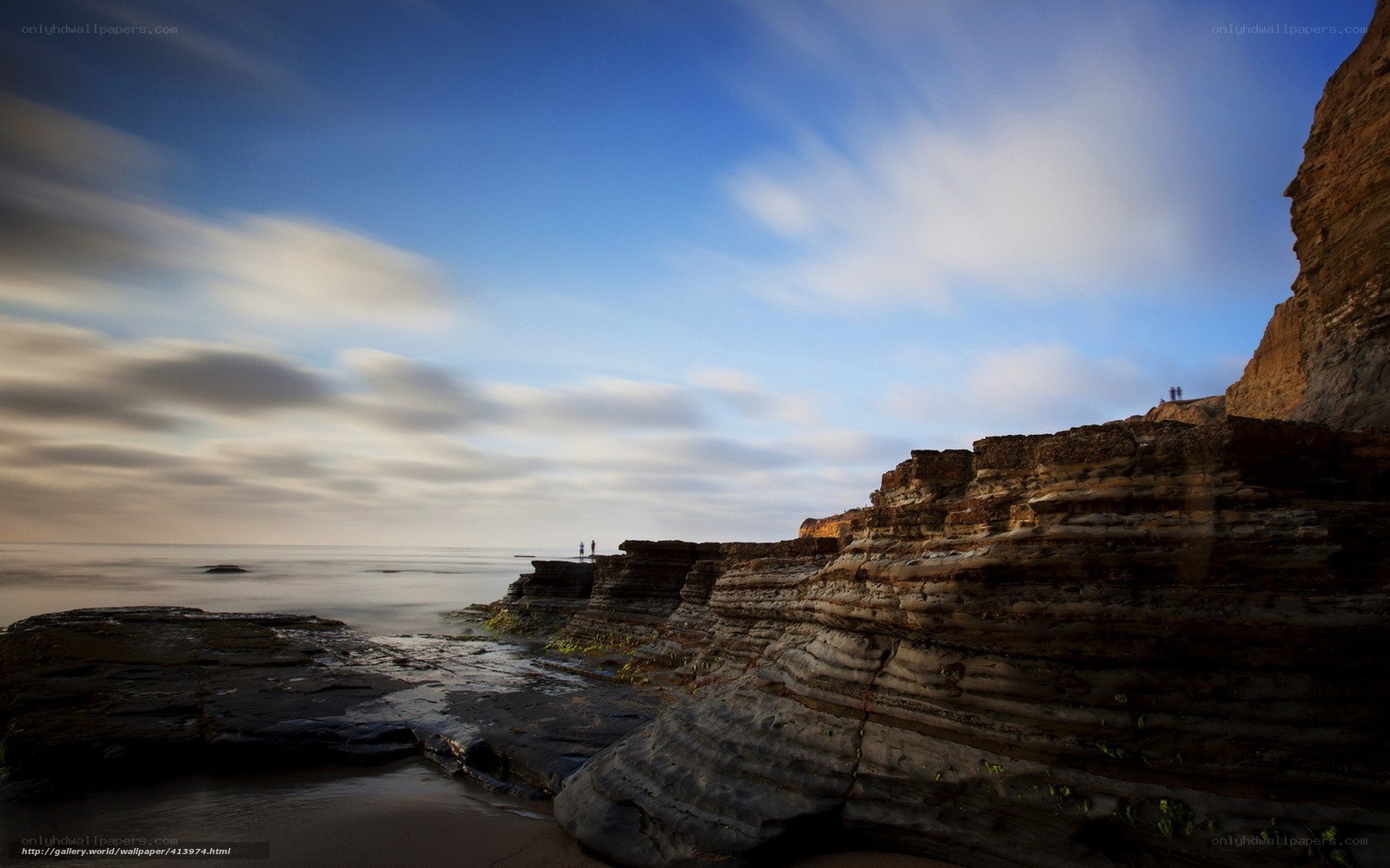 Cliffs at coastal sunset