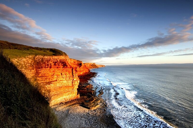 Cliffs at Sunset — Blue